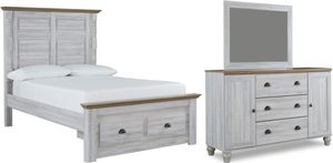 Signature Design by Ashley® Haven Bay 3-Piece Two-Tone Full Panel Storage Bed Set
