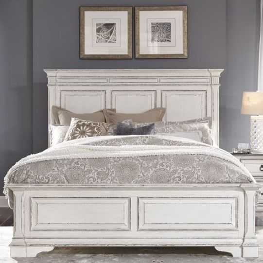 Liberty Abbey Park Antique White King Panel Bed 6