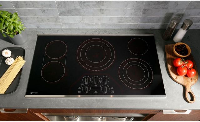 GE Profile™ 36" Black/Stainless Steel Built-In Electric Cooktop 6