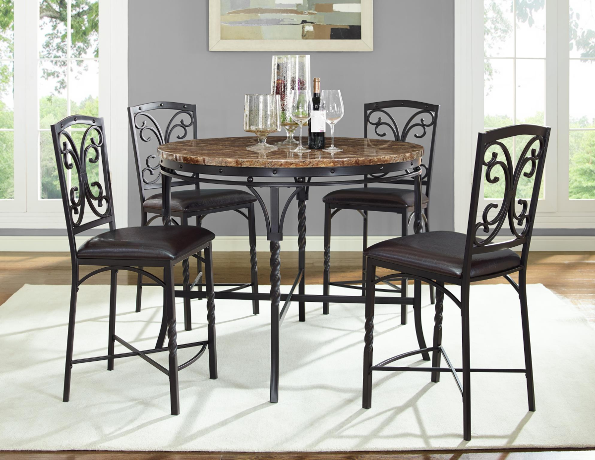 Bernards Tuscan Casual 5 Piece Round Counter Table and Stool Set