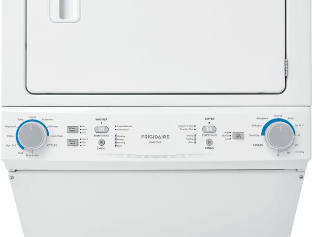 Frigidaire® 3.9 Cu. Ft. Washer, 5.6 Cu. Ft. Dryer White Electric Stack Laundry 15