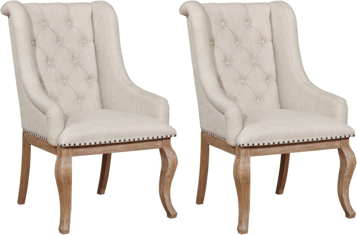 Coaster® Brockway 2-Piece Cream/Barley Brown Arm Chairs