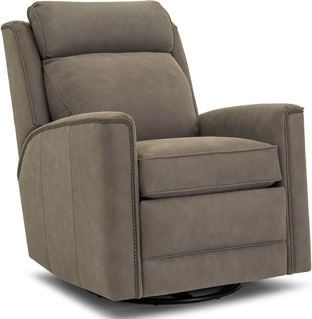 Smith Brothers 736 Collection Gray Leather Motorized Swivel Glider ...