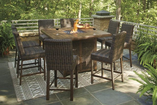 Signature Design by Ashley® Paradise Trail Medium Brown Square Fire Pit Bar Table  8