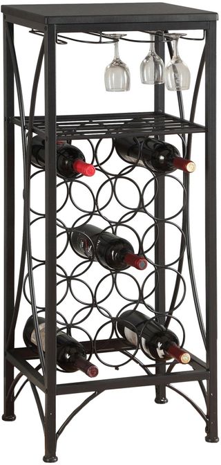 Monarch Specialties Inc. Black Metal 40" Wine Bottle and Glass Rack Home Bar