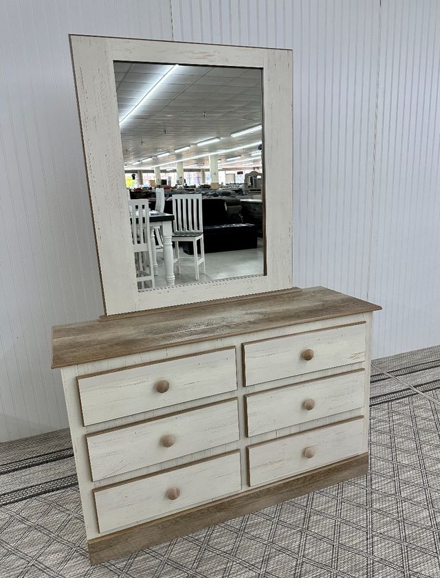 A&H Woodworking 6-Drawer Dresser with Mirror in Aspen House