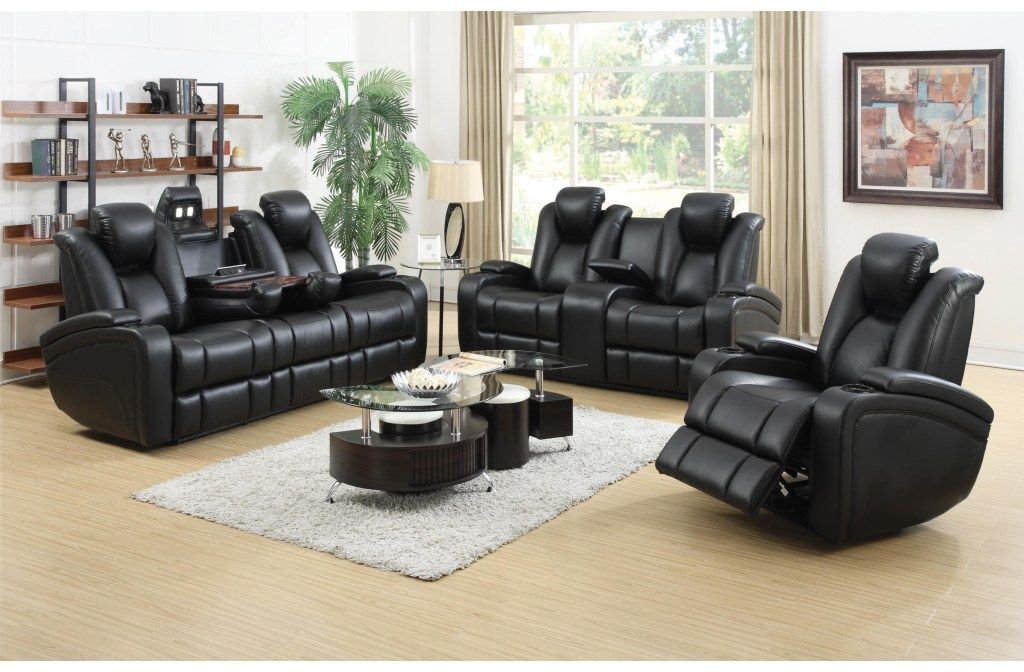 Coaster® Delange 2 Piece Black Power Reclining Living Room Set