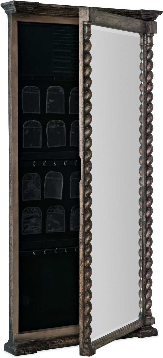 Hooker® Furniture La Grange Dark Wood Vail Floor Mirror with Jewelry Storage-1