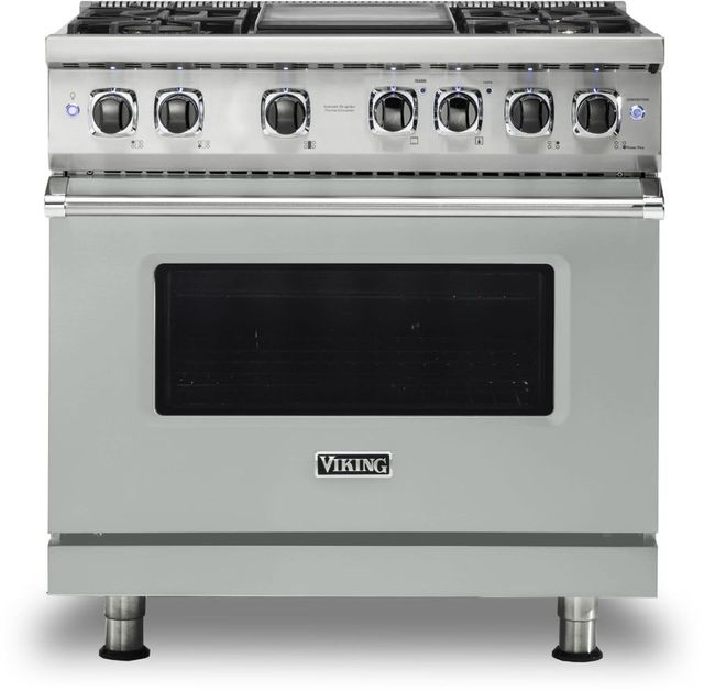 Viking® 5 Series 36" Arctic Grey Pro Style Dual Fuel Natural Gas Range with 12" Griddle