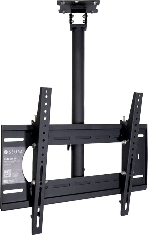 Seura® Black Powder Coat Outdoor Long Arm Ceiling TV Mount 2