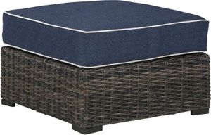 Signature Design by Ashley® Grasson Lane Brown/Blue Ottoman with Cushion