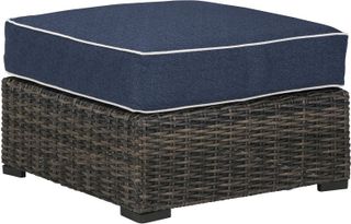 Signature Design by Ashley® Grasson Lane Brown/Blue Ottoman with Cushion