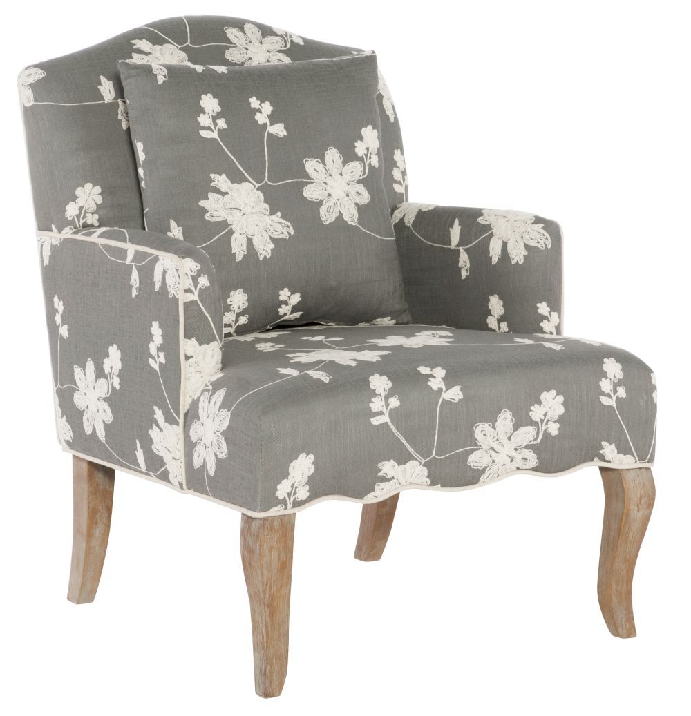 Linon Floral Gray Wash Accent Chair