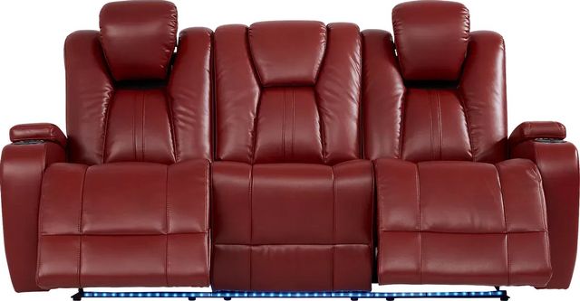 Kingvale Court Red Dual Power Reclining Sofa-1