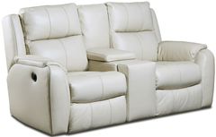 Southern Motion™ Marquis Cream Reclining Loveseat with Console