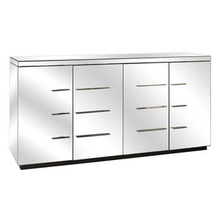 Crestview Collection Melrose 4 Door Beveled Mirror Sideboard and Chrome Hardware