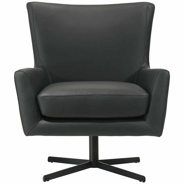 New Classic Acadia Black Leather Swivel Chair-1