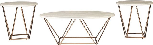 Tables d'appoint ovale 3 morceaux Tarica, or, Signature Design by Ashley®