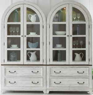 Liberty River Place 2-Piece Riverstone White Curio Cabinets