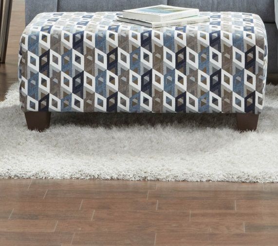 Affordable Furniture Cube Blue/Grey Cocktail Ottoman-0
