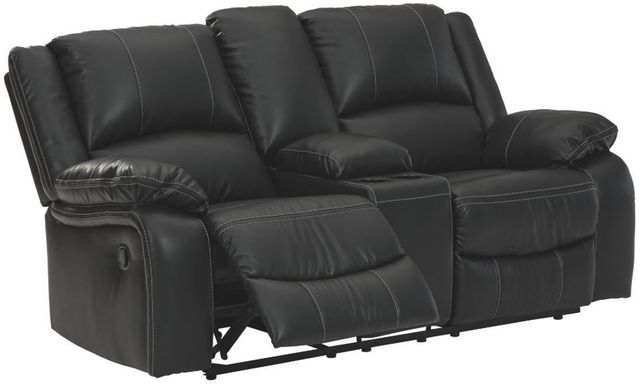 Signature Design by Ashley® Calderwell Black Reclining Loveseat with Console-2