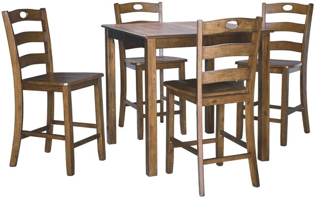 Signature Design by Ashley® Hazelteen Medium Brown 5 Piece Counter Height Dining Table Set 1