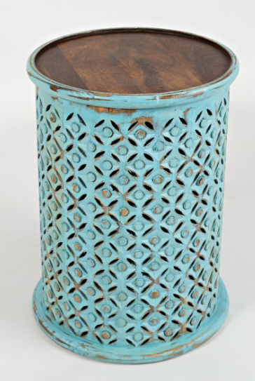 Jofran Inc. Global Archive Turquoise Drum Table-1