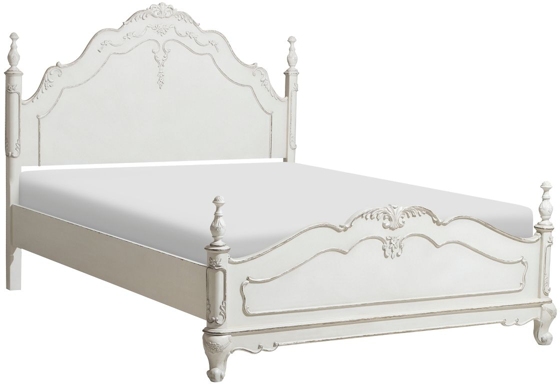 Homelegance® Cinderella Antique White With Gray Rub-Through Queen Bed ...