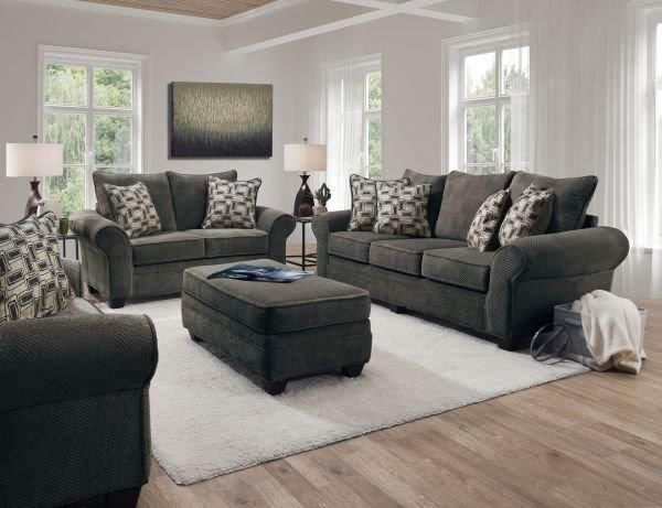 grey fabric living room furniture