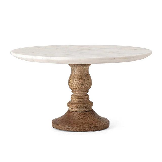 A & B Home Lissa Marble Cake Stand-0