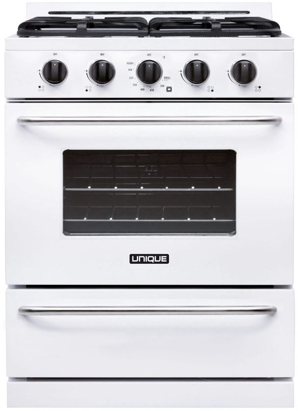 Unique® Appliances Classic 30" White Freestanding Liquid Propane Gas Range