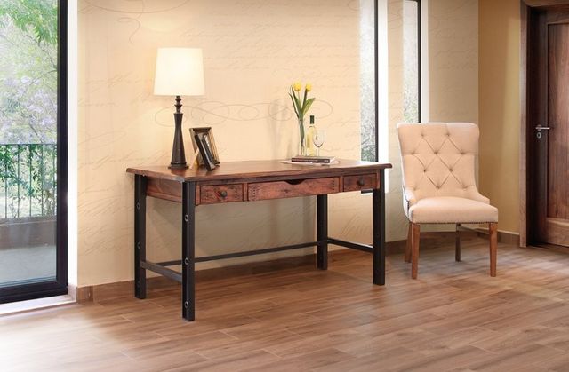 International Furniture Direct Parota Brown Writing Desk-1