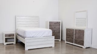 Vintage Furniture Windjammer Nero White 4 Piece Twin Panel Bedroom Set