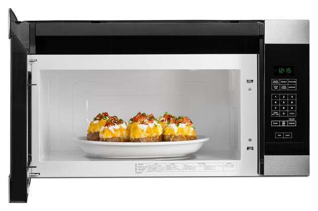 Amana® 1.6 Cu. Ft. Black on Stainless Over The Range Microwave 12