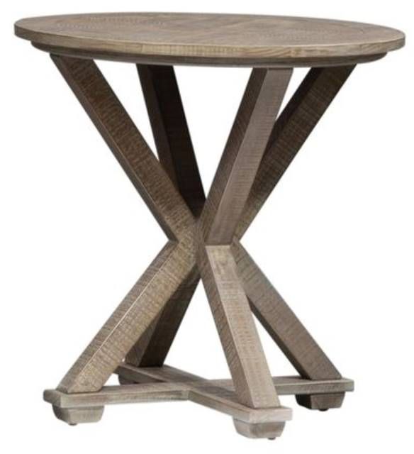 Liberty Parkland Falls Weathered Taupe Round End Table-2