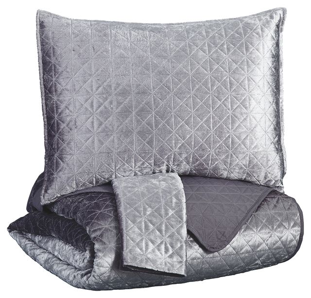 Signature Design by Ashley® Maryam 3-Piece Gray Queen Coverlet Set-0