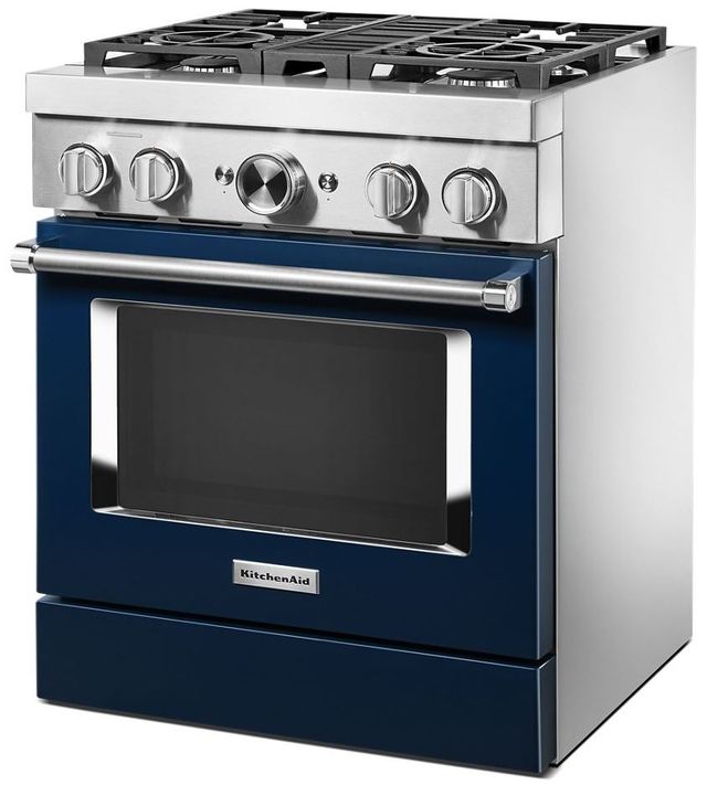 KitchenAid® 30" Ink Blue Commercial-Style Free Standing Dual Fuel Range 4