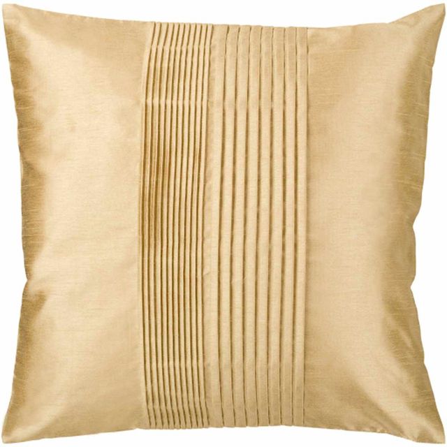 Surya Solid Pleated Mustard 18"x18" Pillow Shell with Polyester Insert-0