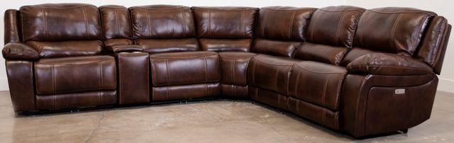 Kuka Home K-Motion 6 Piece Brown Leather Power Reclining Sectional-0