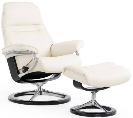 Stressless® by Ekornes® Sunrise Medium Reclining Signature Chair with Footstool Set