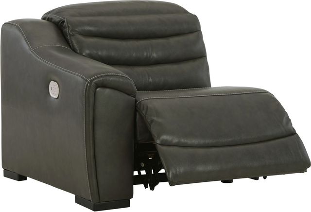 Signature Design by Ashley® Center Line 3-Piece Dark Gray Power Reclining Loveseat with Console 2