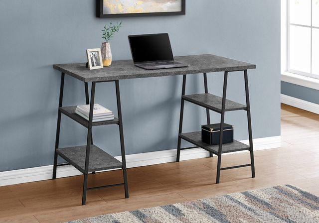 Monarch Specialties Inc. Grey Stone-Look Computer Desk 3