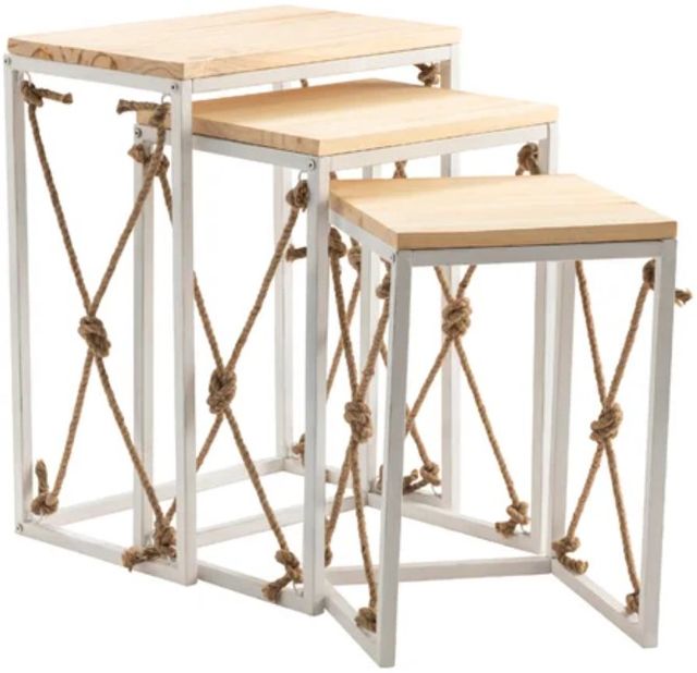 Crestview Collection St. Augustine 3-Piece Light Brown/White Nesting Tables