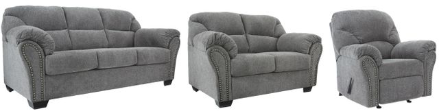 Benchcraft® Allmaxx 3-Piece Pewter Living Room Set with Reclining Sofa