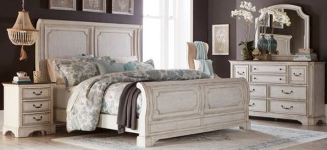 Liberty Abbey Road 4-Piece Churchill Brown/Porcelain White Queen Sleigh Bed Set
