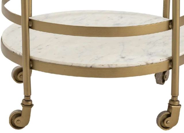 Crestview Collection Vine Grove Gold/White Marble and Glass Bar Cart 2