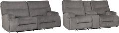 Benchcraft® Coombs 2-Piece Charcoal Living Room Set with Power Reclining Sofa