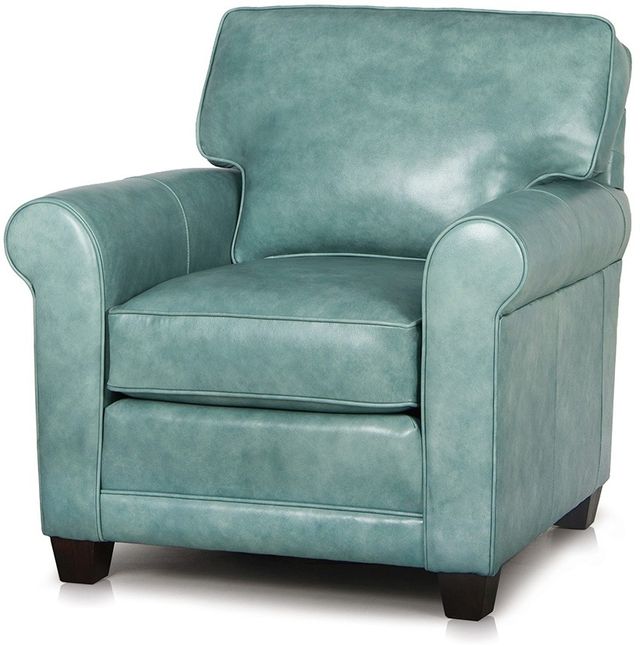 Smith Brothers 346 Collection Teal Leather Stationary Chair