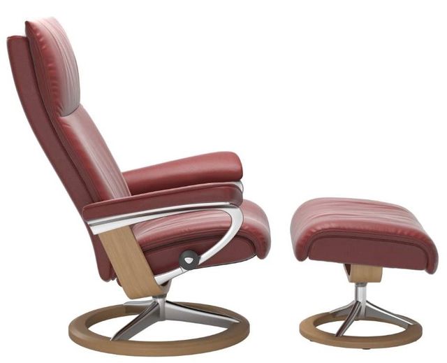 Stressless® by Ekornes® Aura Medium Signature Base Chair and Ottoman 1