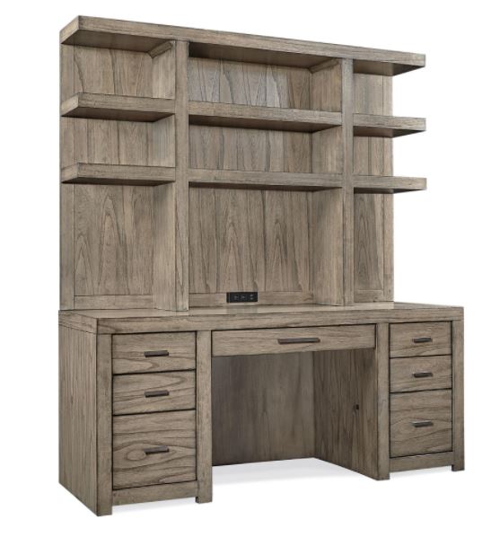Aspenhome® Modern Loft Greystone Credenza Desk with Hutch